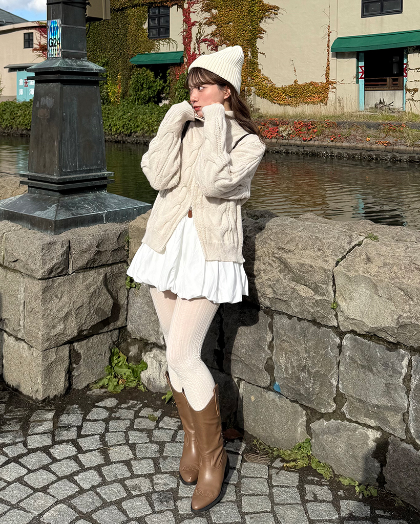 ハイネックビックケーブルニットダブルジップセーター | ファッション