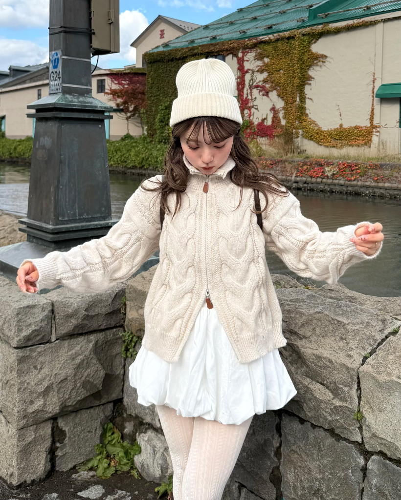 ハイネックビックケーブルニットダブルジップセーター | ファッション