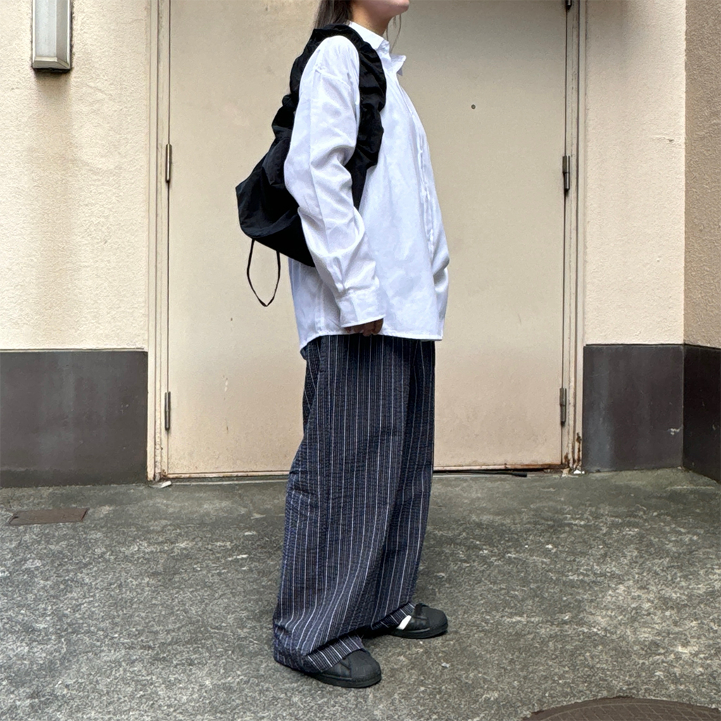 nuguストライプ ワイドパンツ ネイビー ストライプワイドパンツ | ファッション通販サイト NUGU