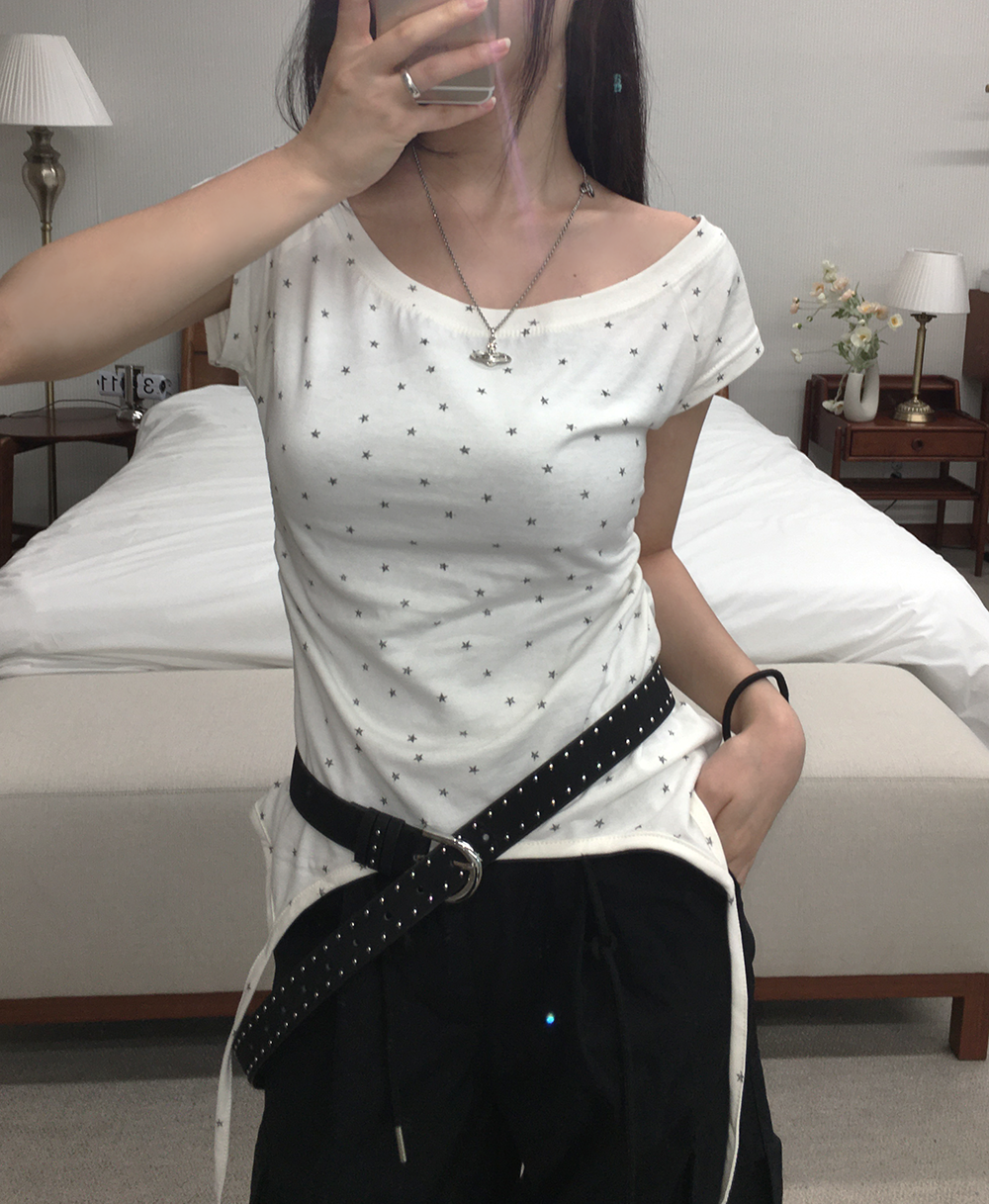 1個のみ！ ワンショルダースターシャーリングTシャツ | ファッション通販