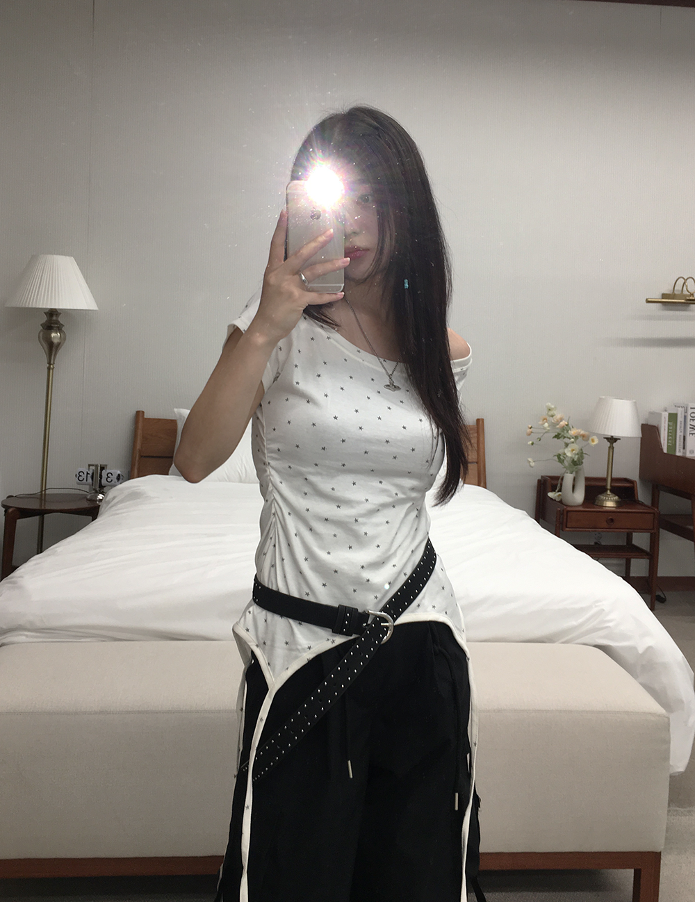 ワンショルダースターシャーリングTシャツ | ファッション通販