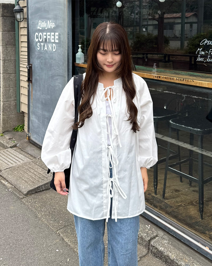 リボンオープンオーバーサイズブラウス