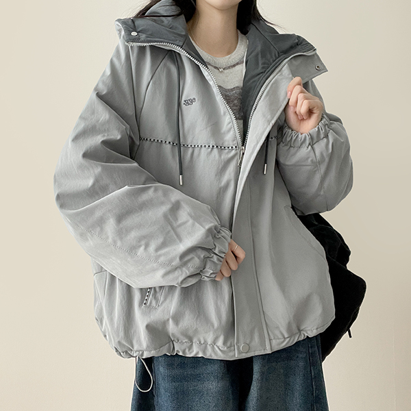 オーバーサイズストリングレザーパーカージャケット(2color