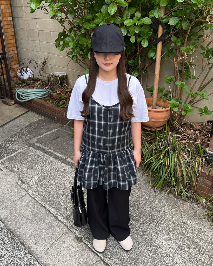 チェックスリーブレスビスチェ