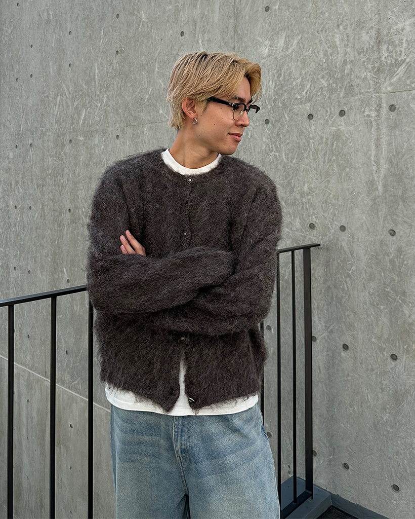 （ユニセックス）モヘアラウンドカーディガン