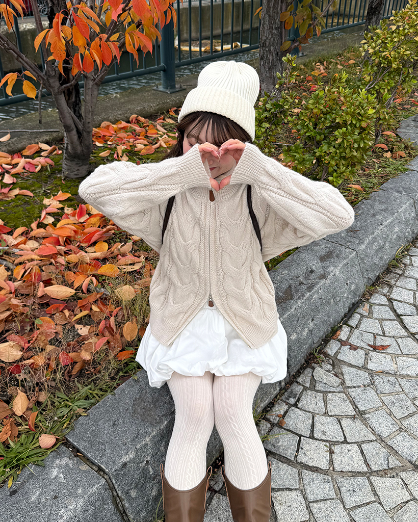 ハイネックビックケーブルニットダブルジップセーター | ファッション