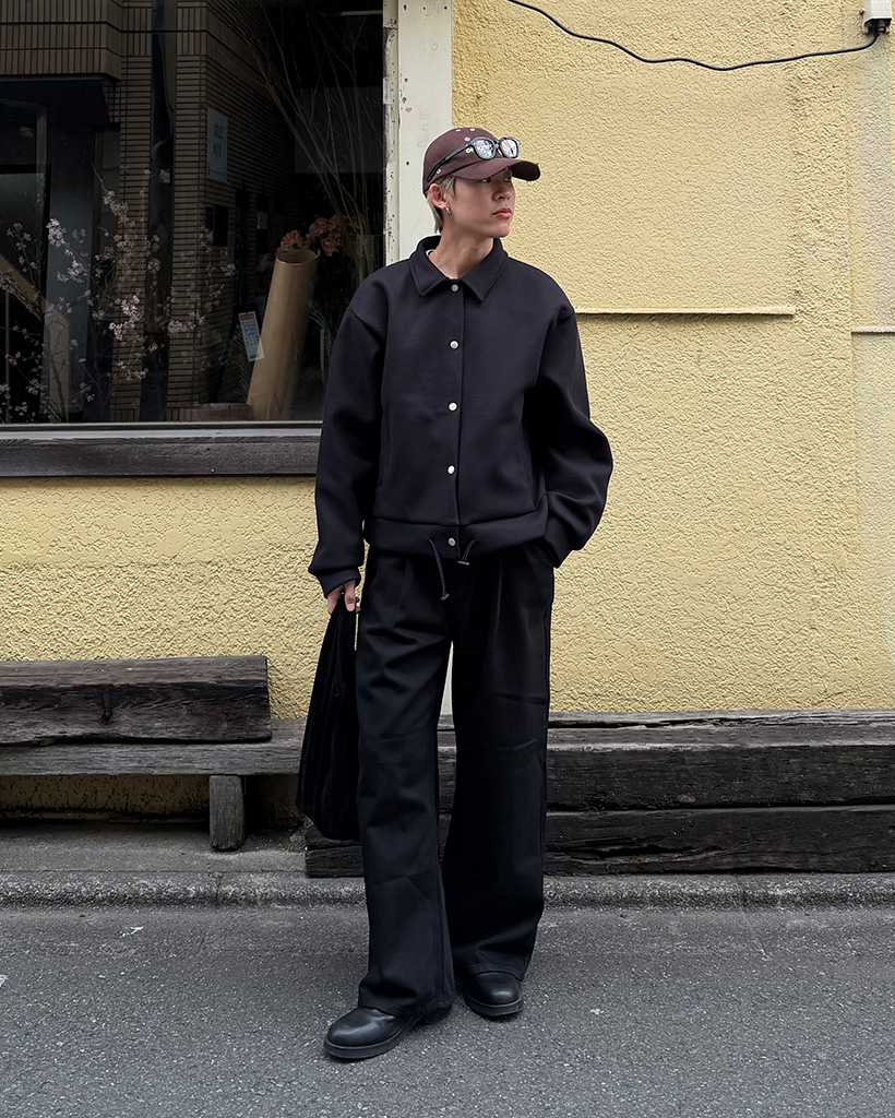 （ユニセックス）コットンタックワイドパンツ