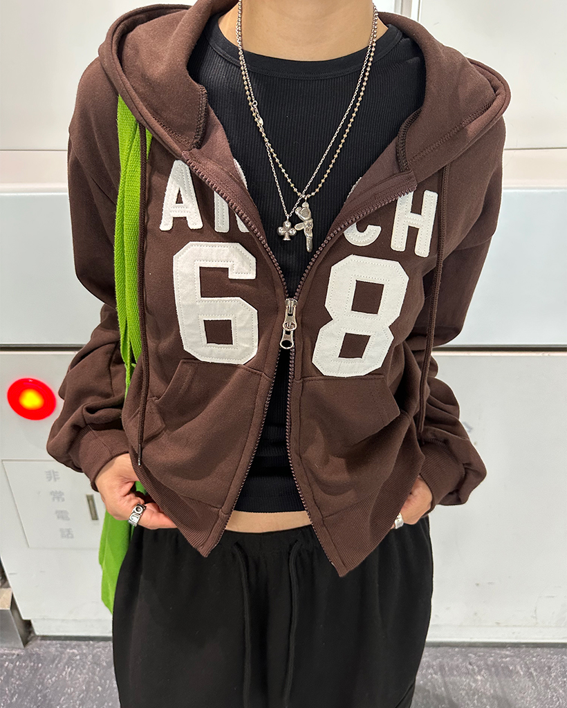 68パッチダブルジップクロップドパーカー | ファッション通販