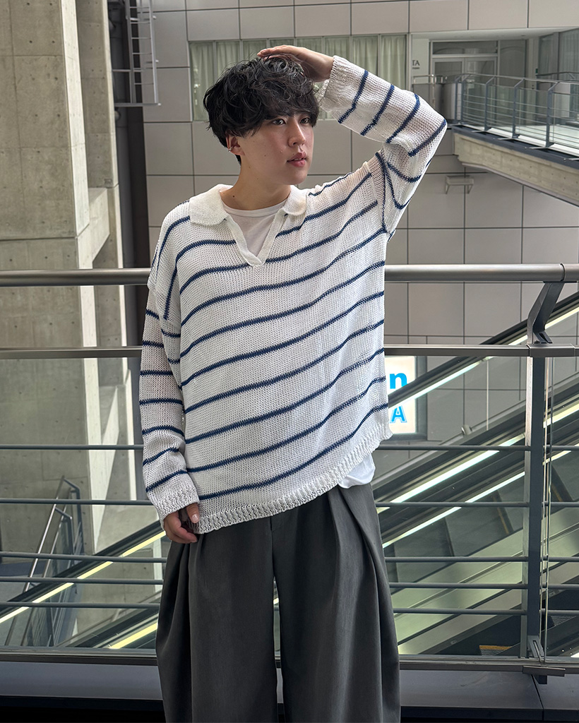 ユニセックス）メッシュカラーストライプニット | ファッション通販