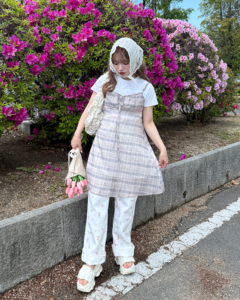 ワンピース hrmy123 SET]フロントスリットコード刺繍ニットワンピース+クロシェ