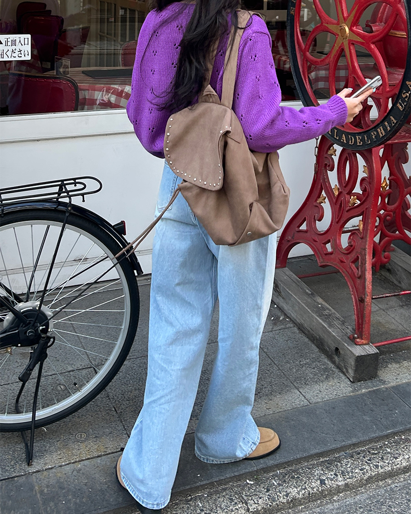 オーバーサイズ チャンキーニットカーディガン♢powder pink カーディガン オーバーサイズニットカーディガン レディース