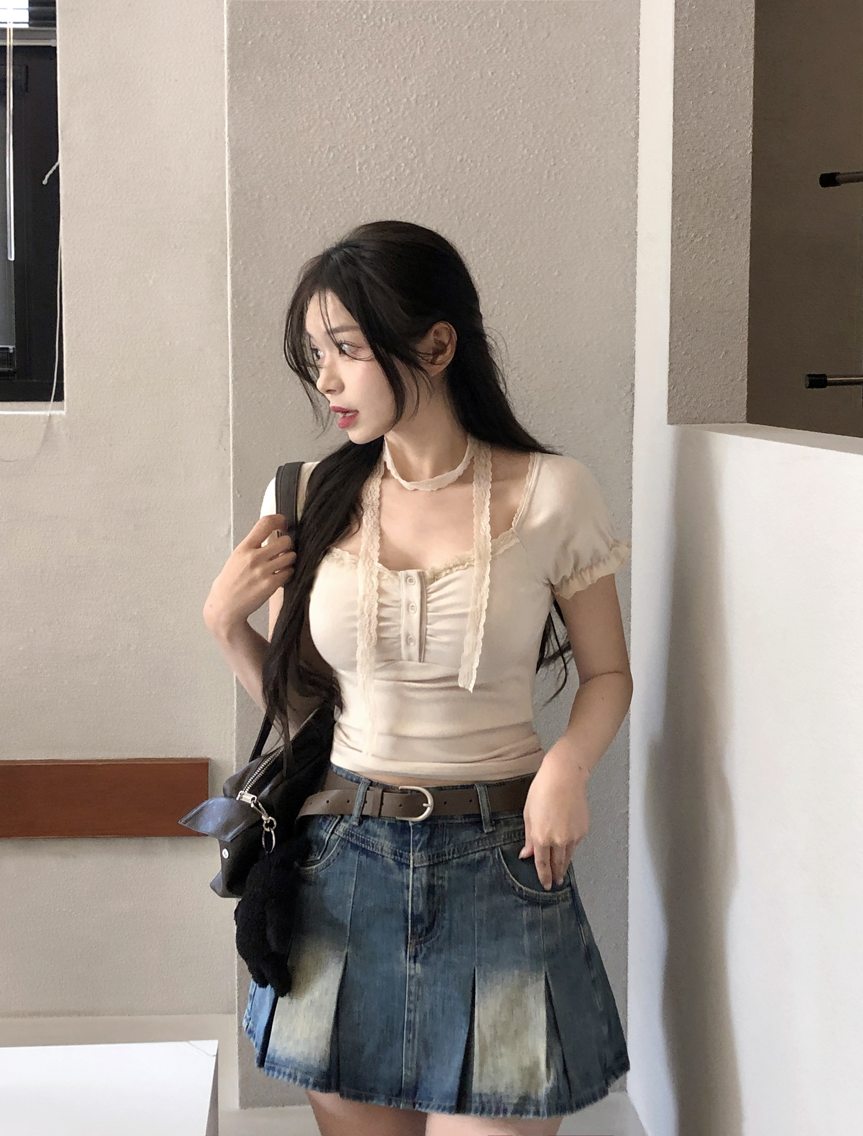 デニムミニスカートライクベルト　ローズバッド CREOLME（クレオルム）の「(CREOLME)デニムミニスカートライク