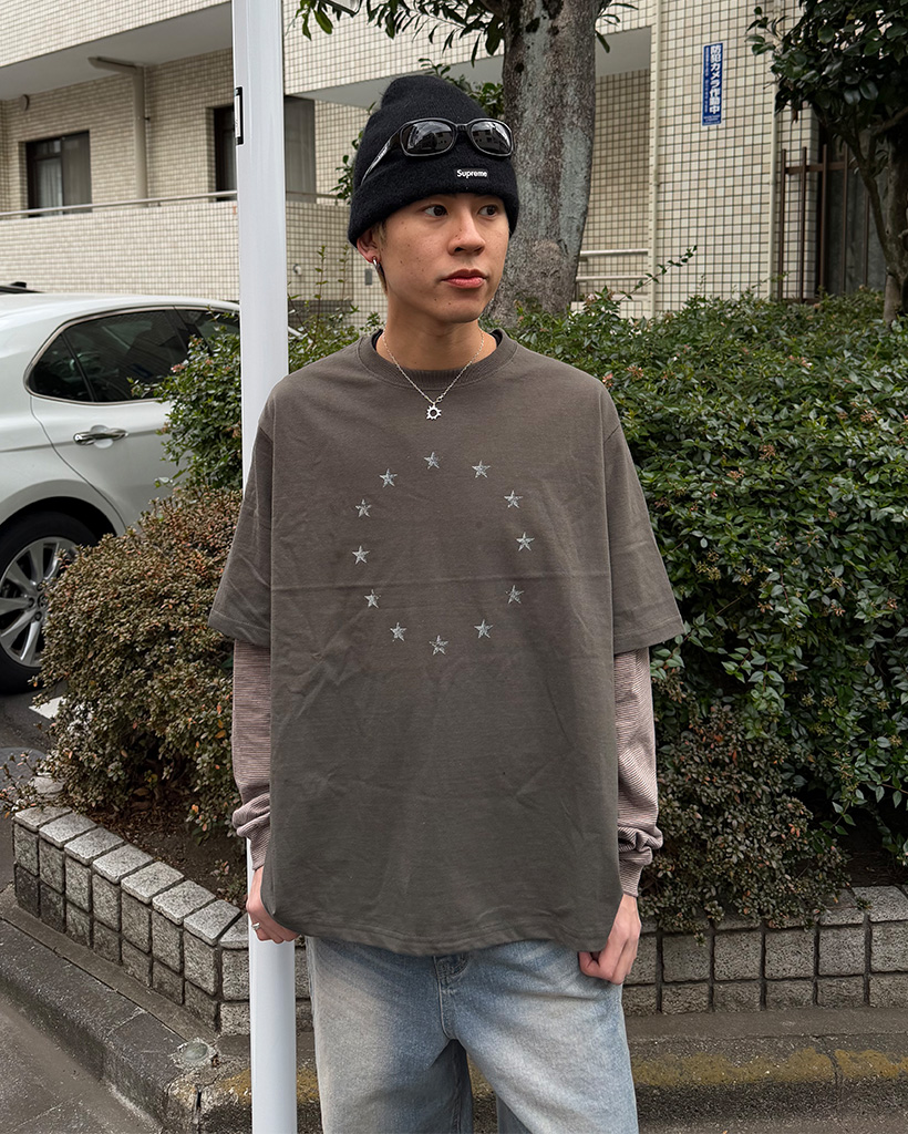 （ユニセックス）スタープリントレイヤードセットTシャツ