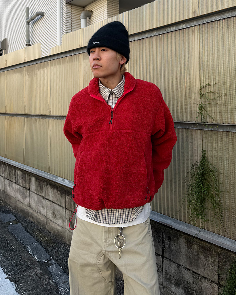 ユニセックス） フリースハーフジップ スウェットシャツ