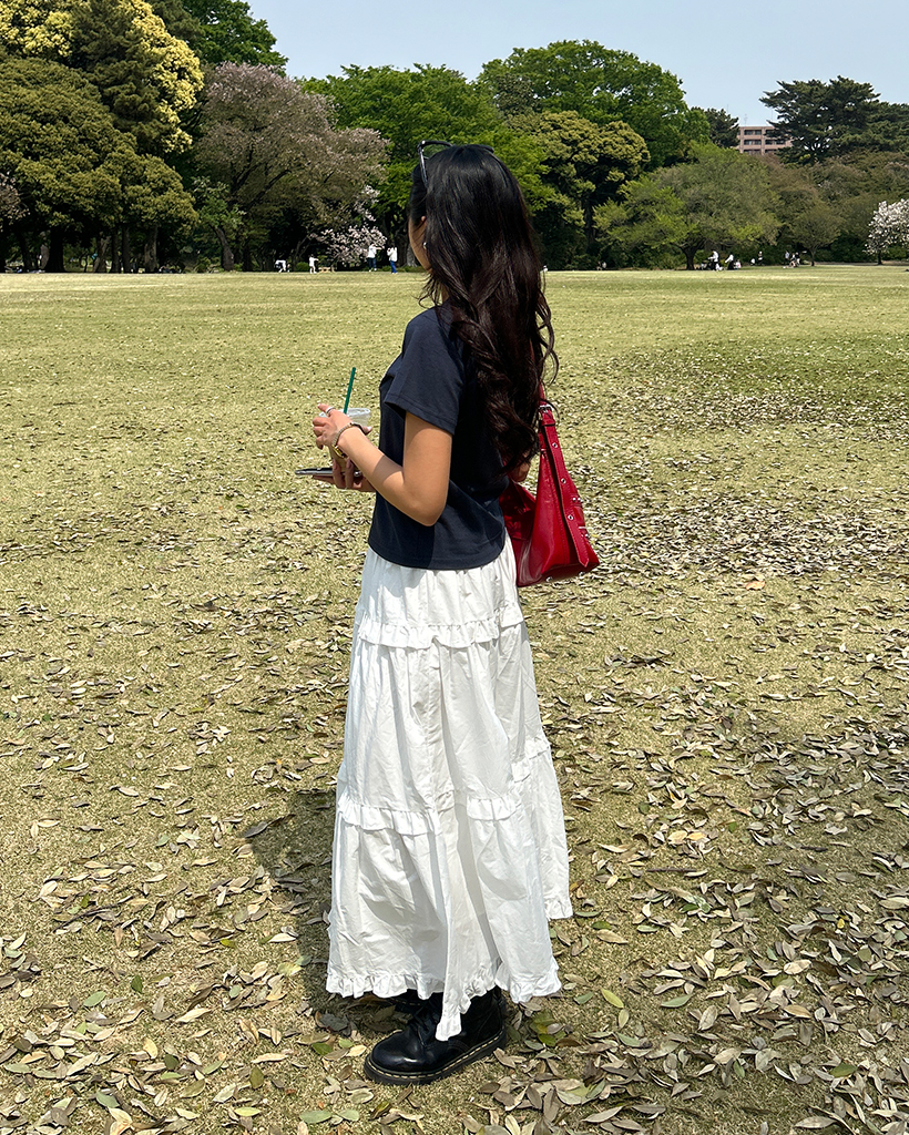 Blugirl ブルガリアンローズ ティアードフリル シルクマキシスカート Blugirl ブルガリアンローズ ティアードフリル シルクマキシ