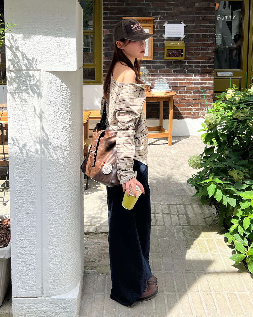 OUTIL ストライプ オフショルダー トップス OUTIL ストライプ オフショルダー Tシャツ サイズ0 - メルカリ