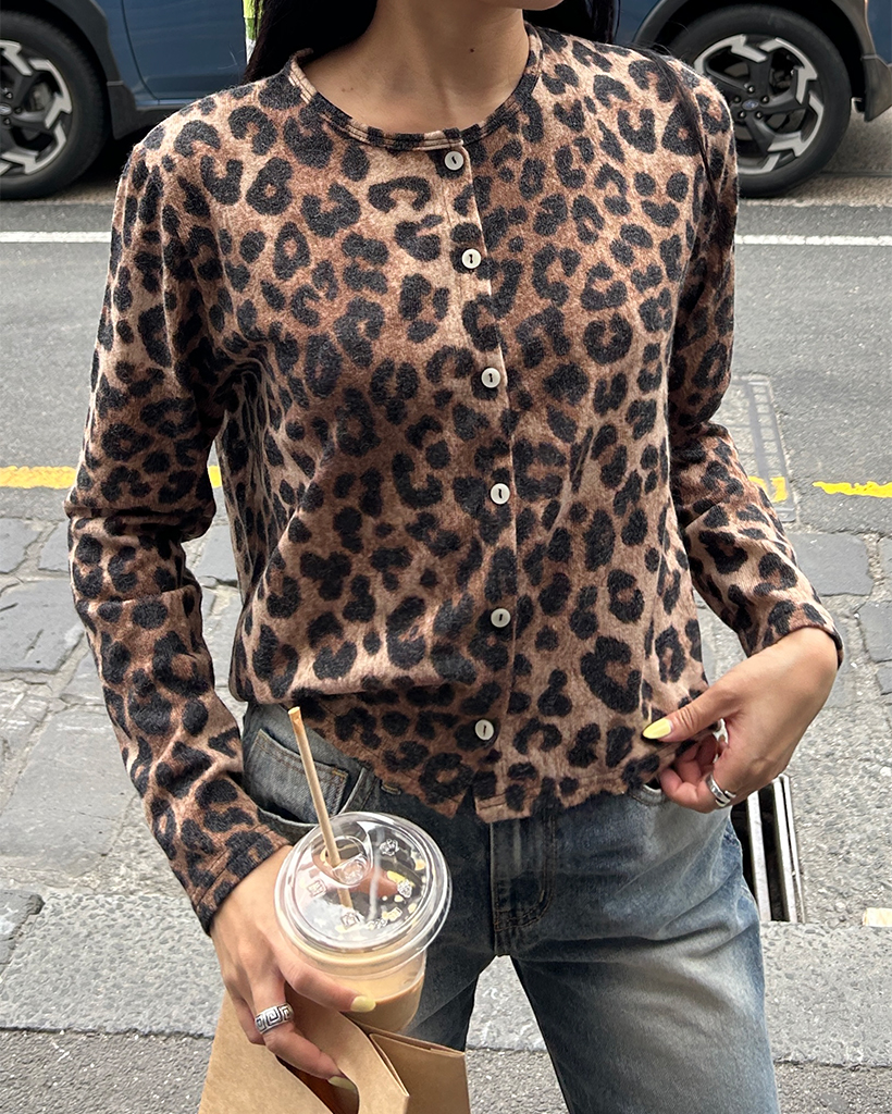 レオパードサカリバセミクロップドカーディガン