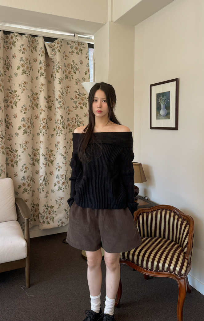 paloma wool オフショルダー グレー ニット トップス オフショルダー前ZIPトップス（ニット/セーター）｜REMUR