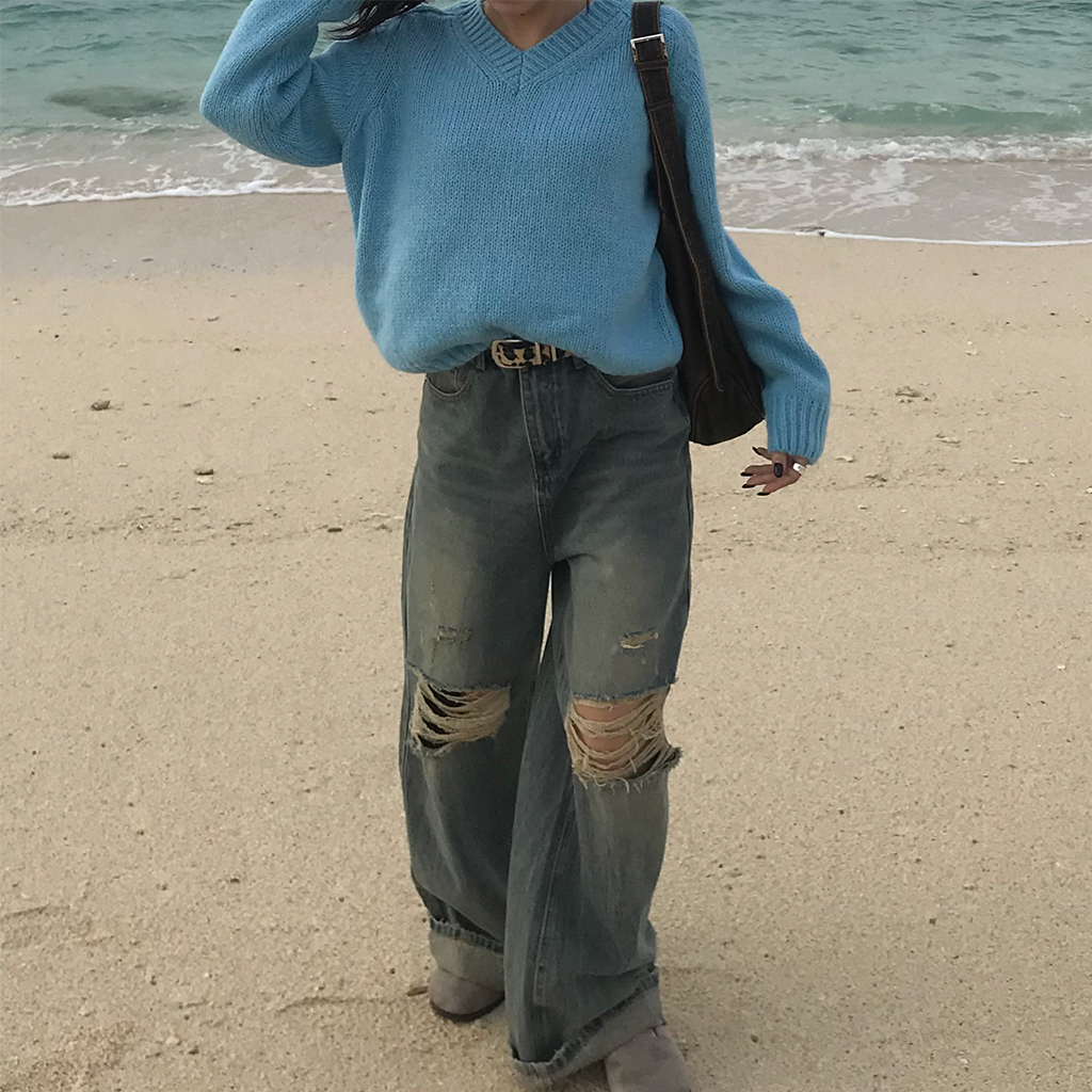 ダメージワイドデニムパンツ ダメージワイドデニムパンツ | ファッション通販サイト NUGU