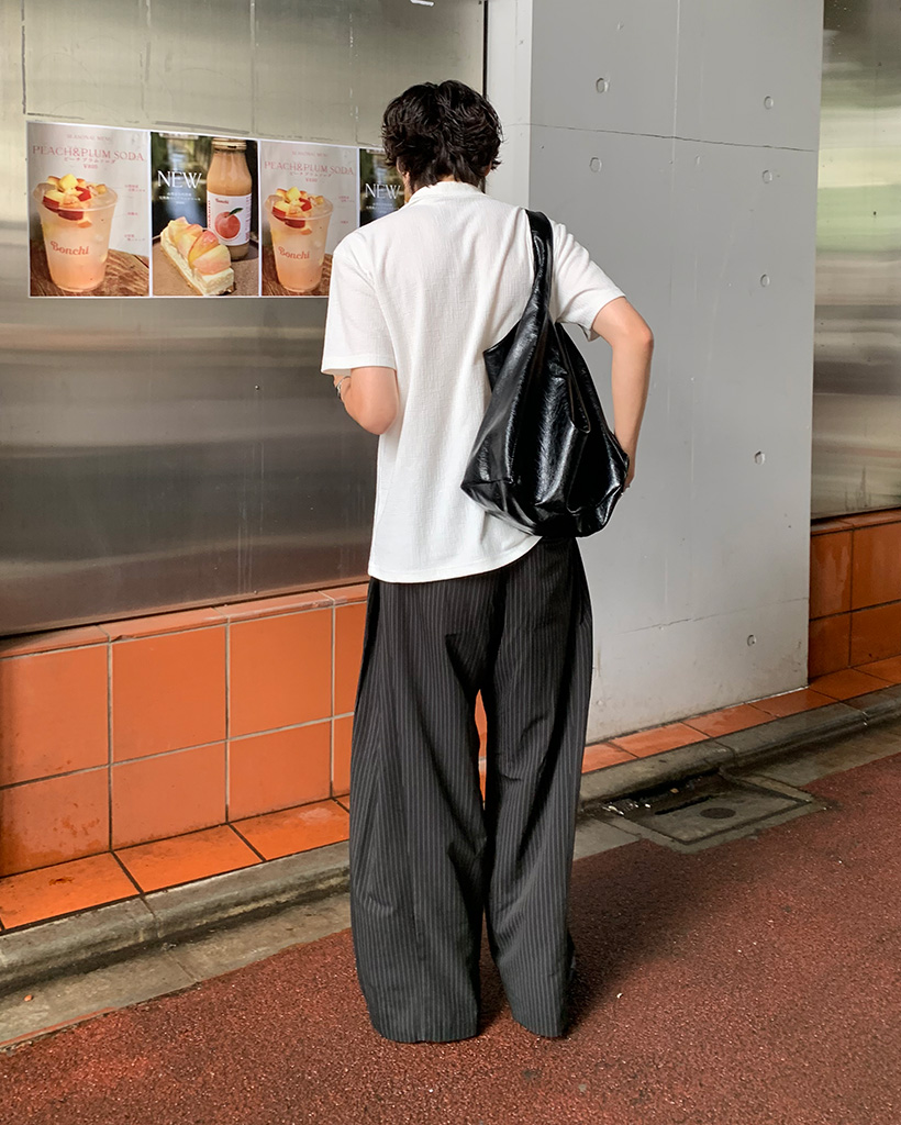 ユニセックス) ストライプワイドスラックスパンツ | ファッション通販