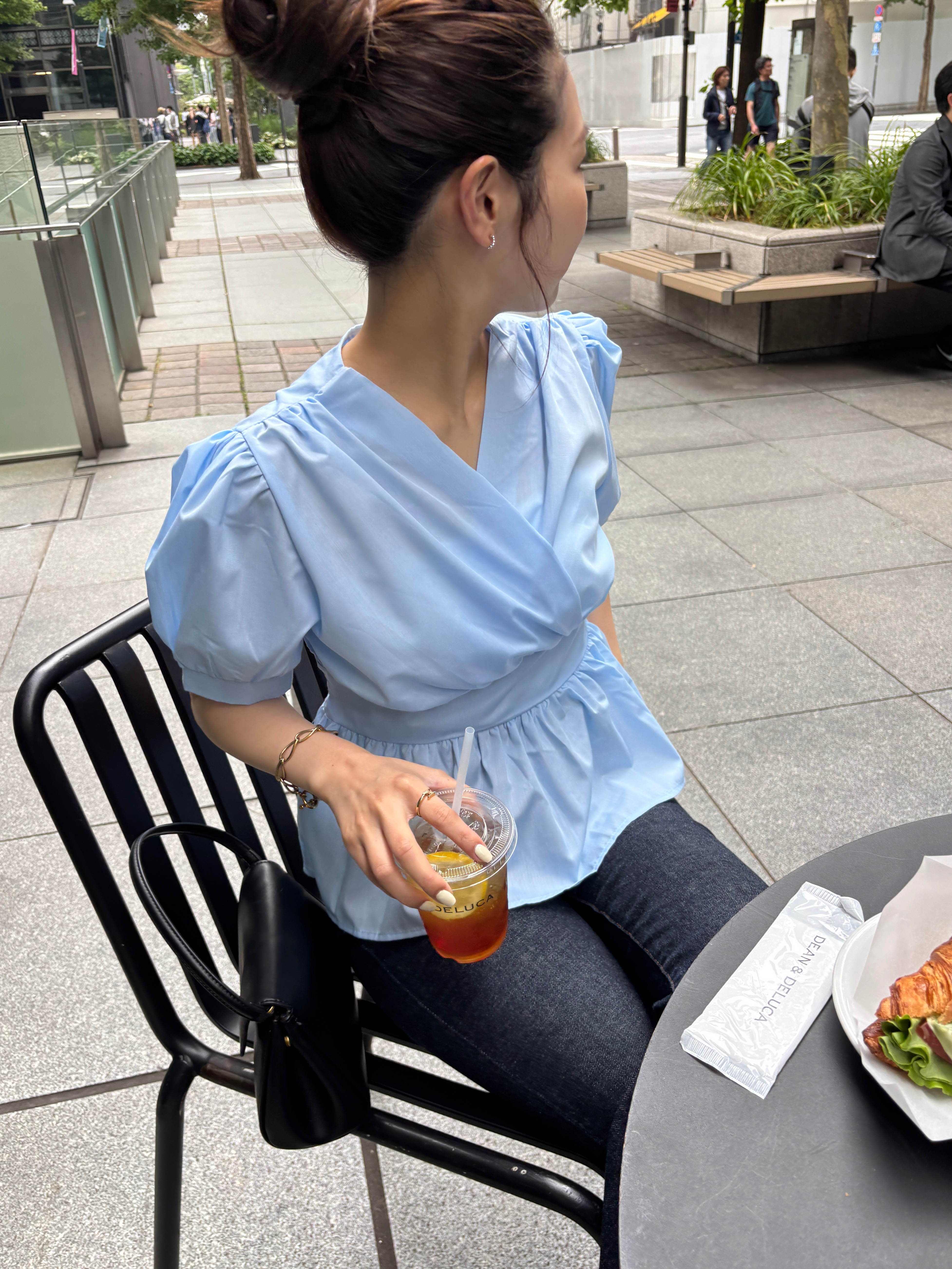 Vネックカシュクールペプラムブラウス(2colors)