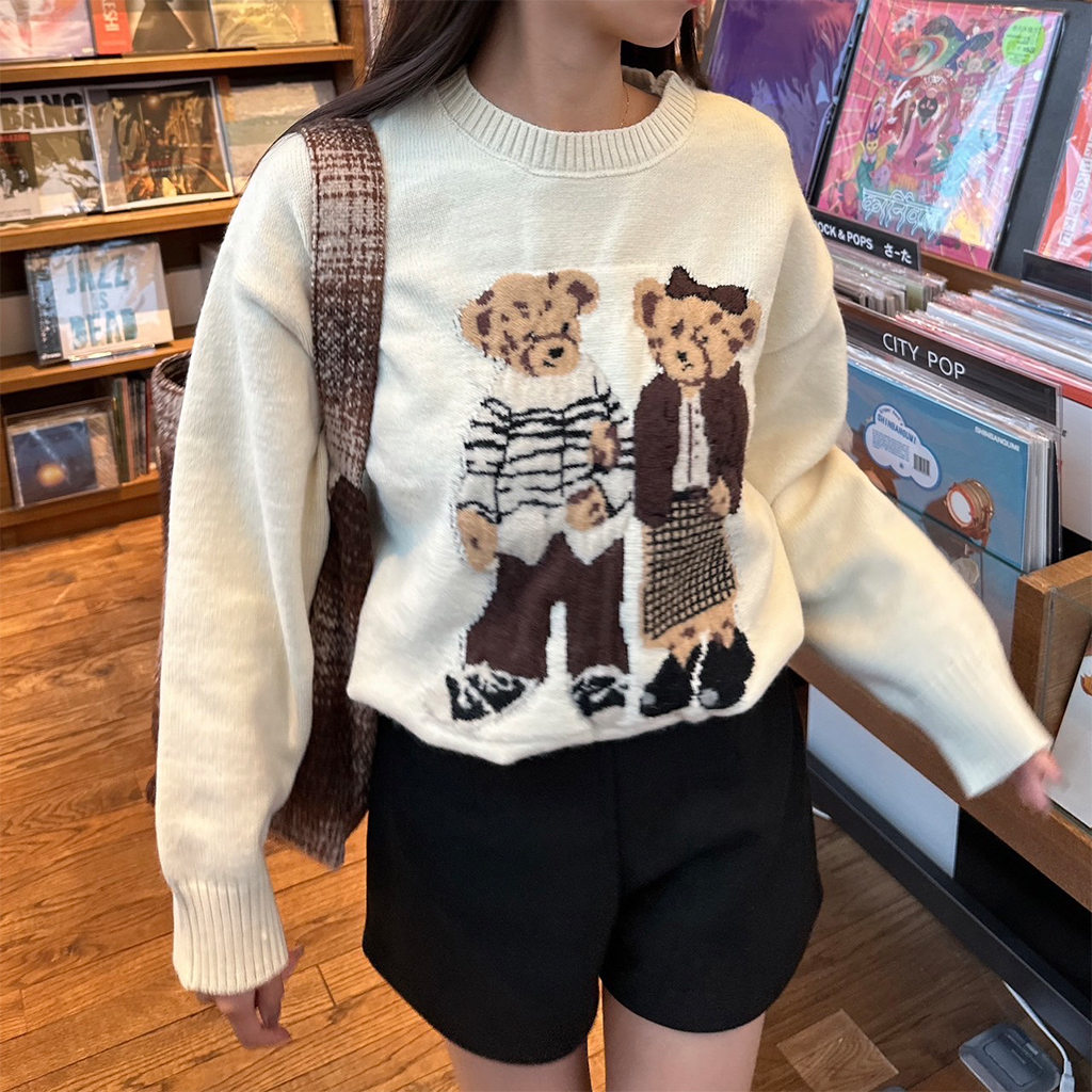 GROVE 韓国　セーター　ニット　ブラウン　ニット　WEAVER KNI.T GROVE 韓国セーターニットブラウンニットWEAVER KNI.T