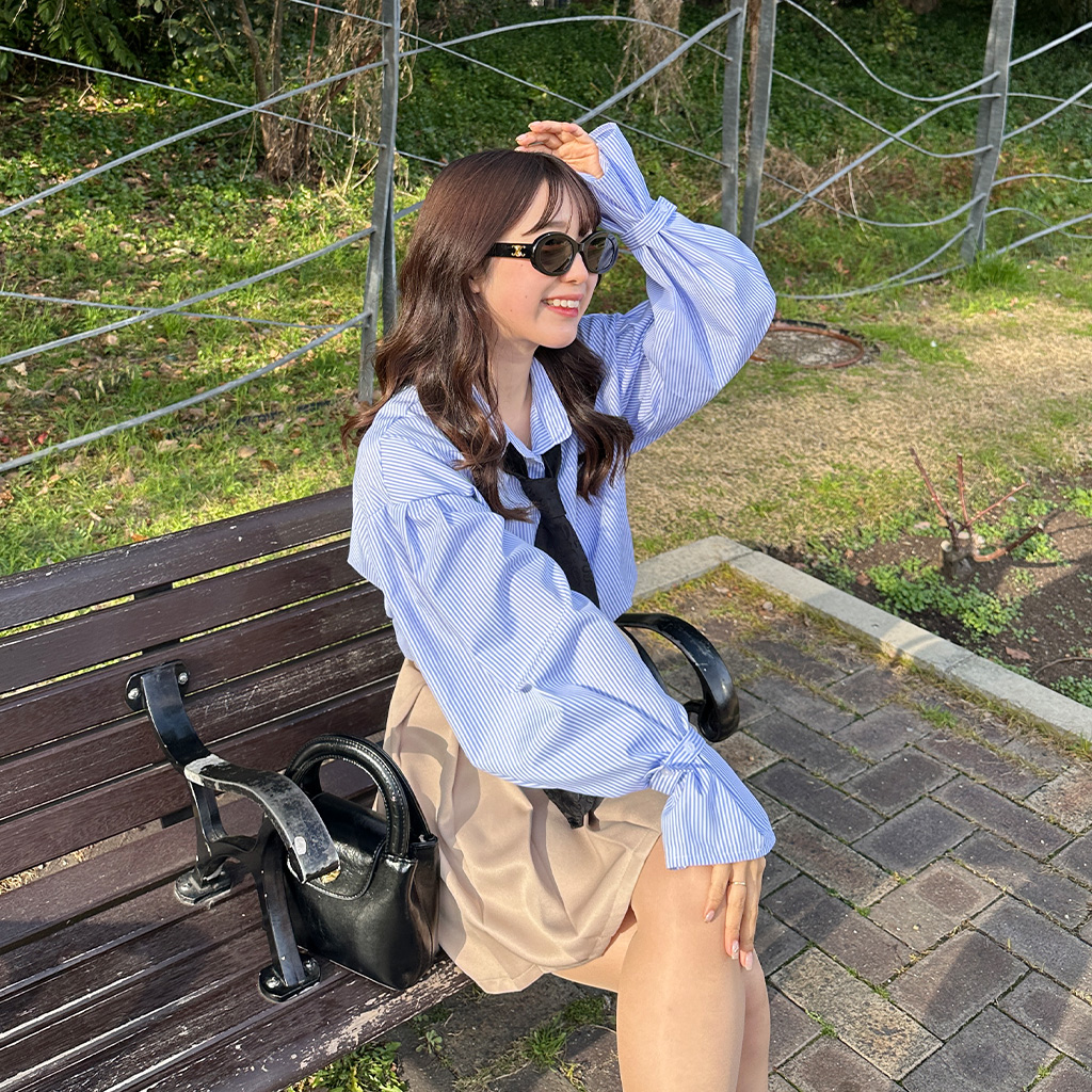 rekisami フリルスリーブ半袖ストライプシャツ rekisami フリルスリーブ半袖ストライプシャツ トップス