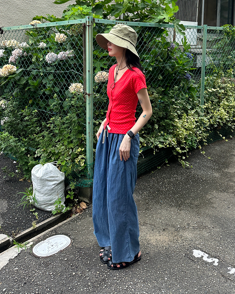 デニムウエストゴムストリングワイドパンツ | ファッション通販サイト NUGU