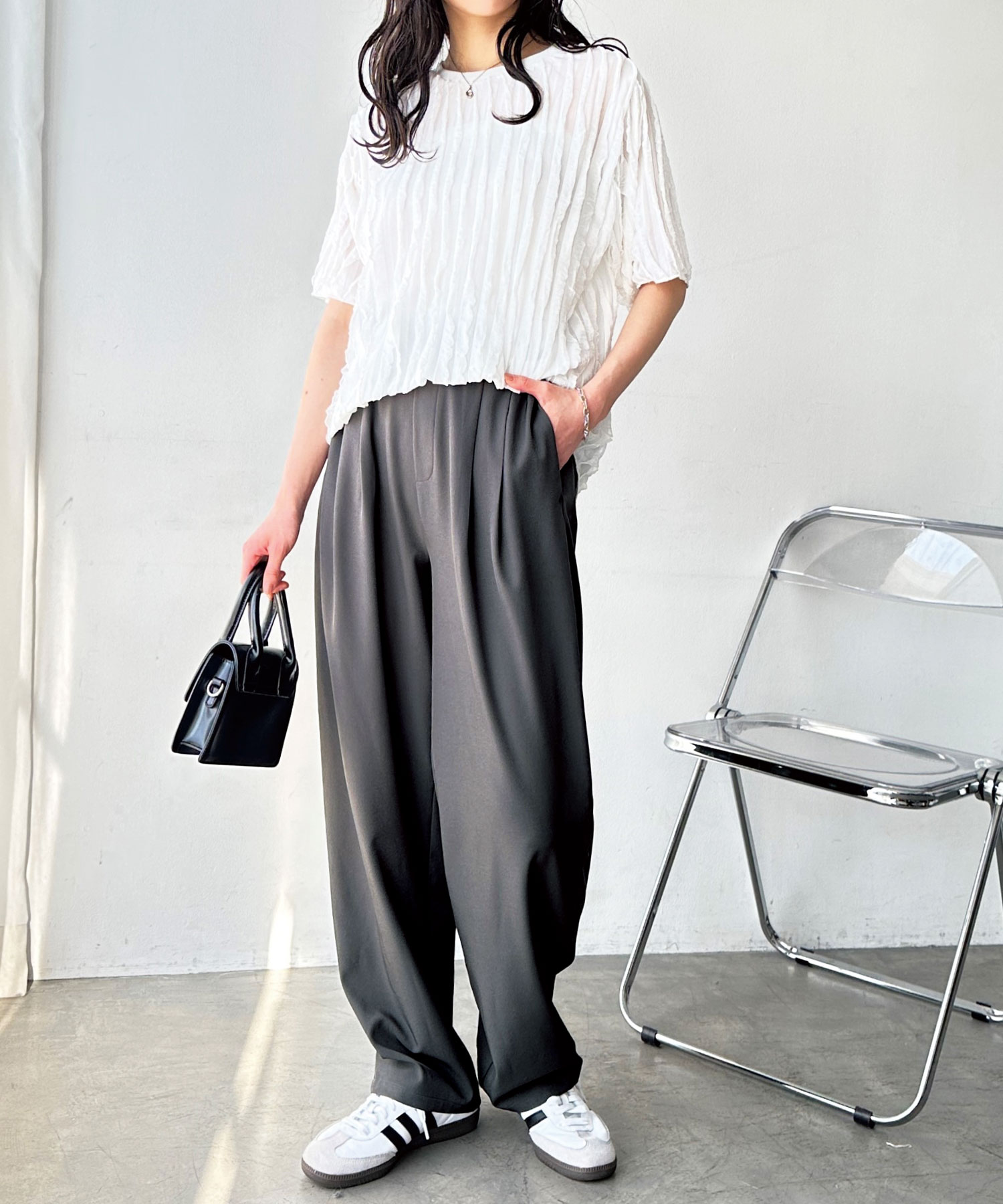 S-XL展開/新色追加】 オンオフ着られるカーブパンツ | ファッション