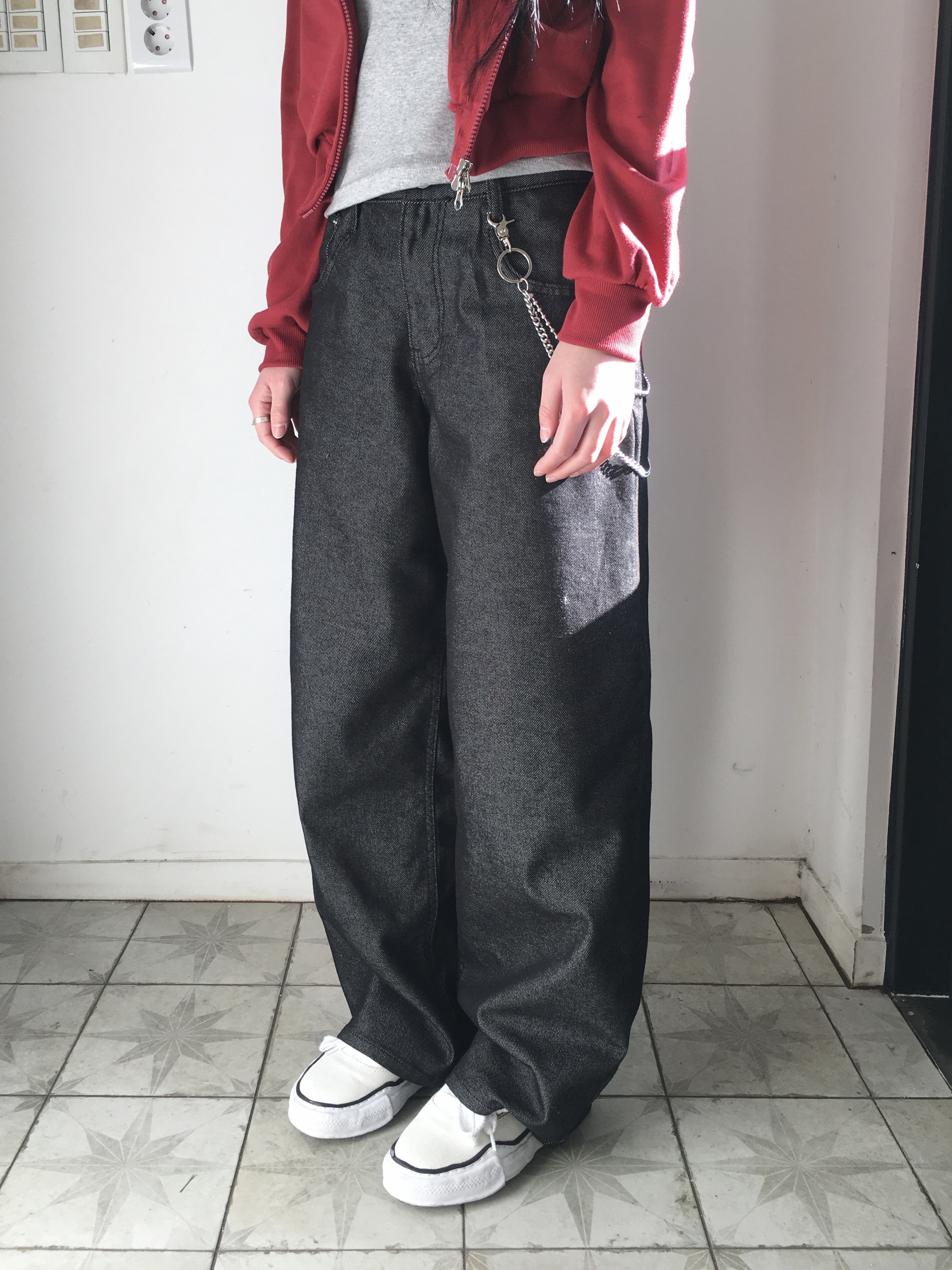 (2color)リブストレートパンツ