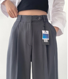 入手困難✨ ワイズ ボトムス フォークパンツ ウール素材 ブラック ストレッチタックワイドパンツ【洗濯機洗い可】（フルレングス