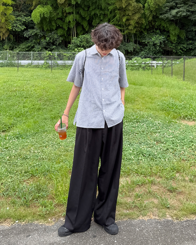 waccihさま ご確認用 ⚘.*˚ パッチポケットシアサッカーチェックハーフシャツ | ファッション通販