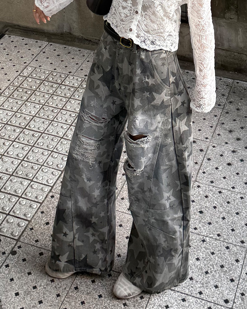 スターダメージポイントワイドコットンパンツ