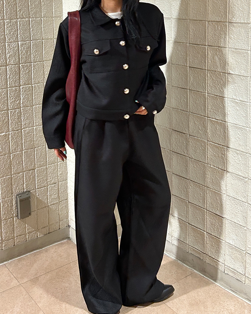 シルバーラウンドボタンツイードジャケット