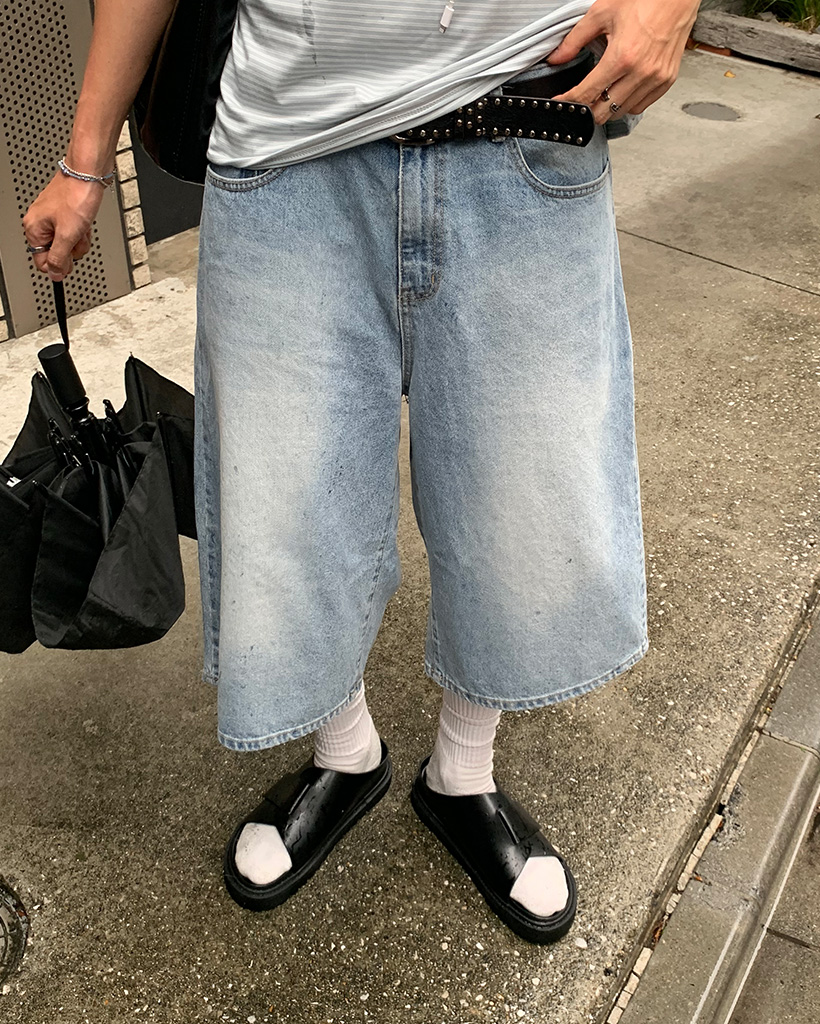 デニムウォッシュバミューダパンツ