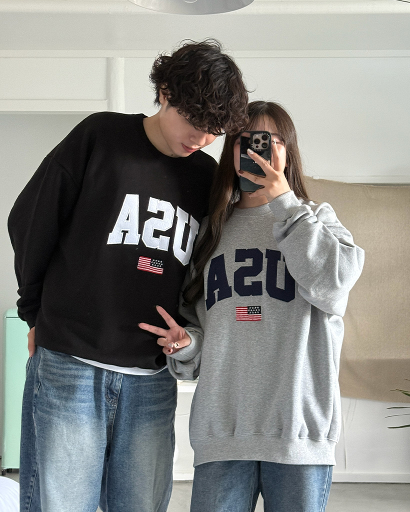 ユニセックス)USA刺繍スウェットシャツ | ファッション通販サイト NUGU