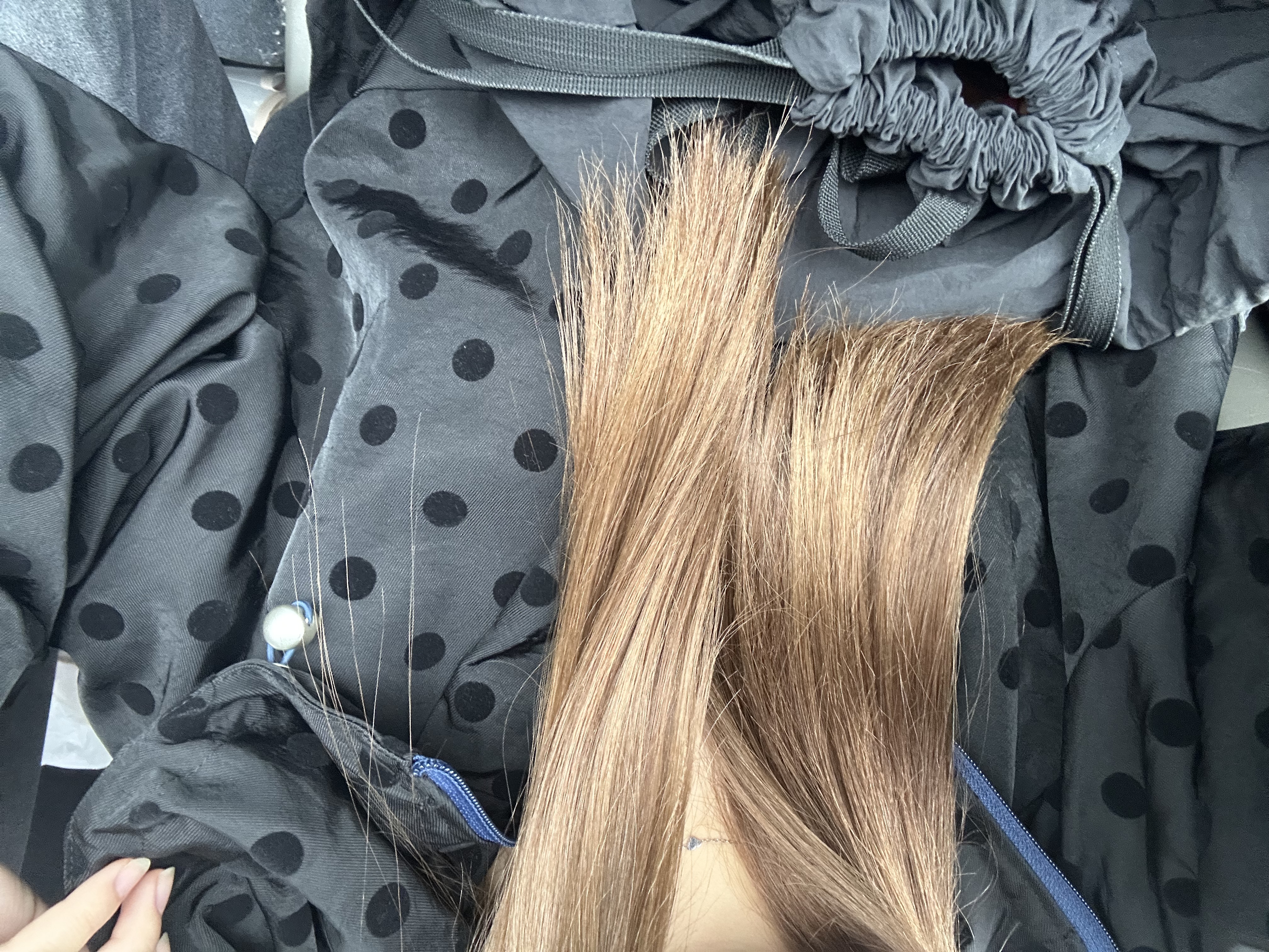 OHESHIO X sep19] dot frill hooded windbreaker jumper (black