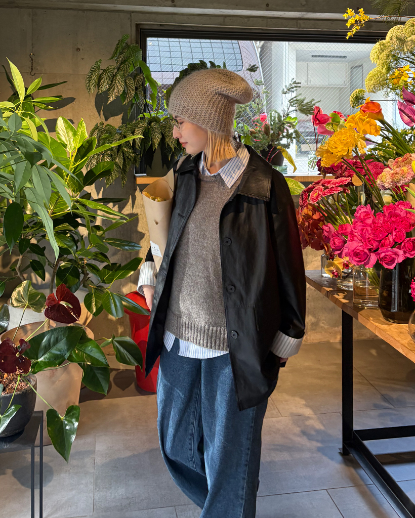 リブヘムウールアルパカミックスニットベスト | ファッション通販