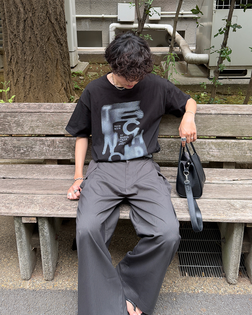 90s ワンタック ワイドスラックス シルクリネン SLATES同型 W34 セール】ワンタックワイドスラックス（スラックス）｜HANNE