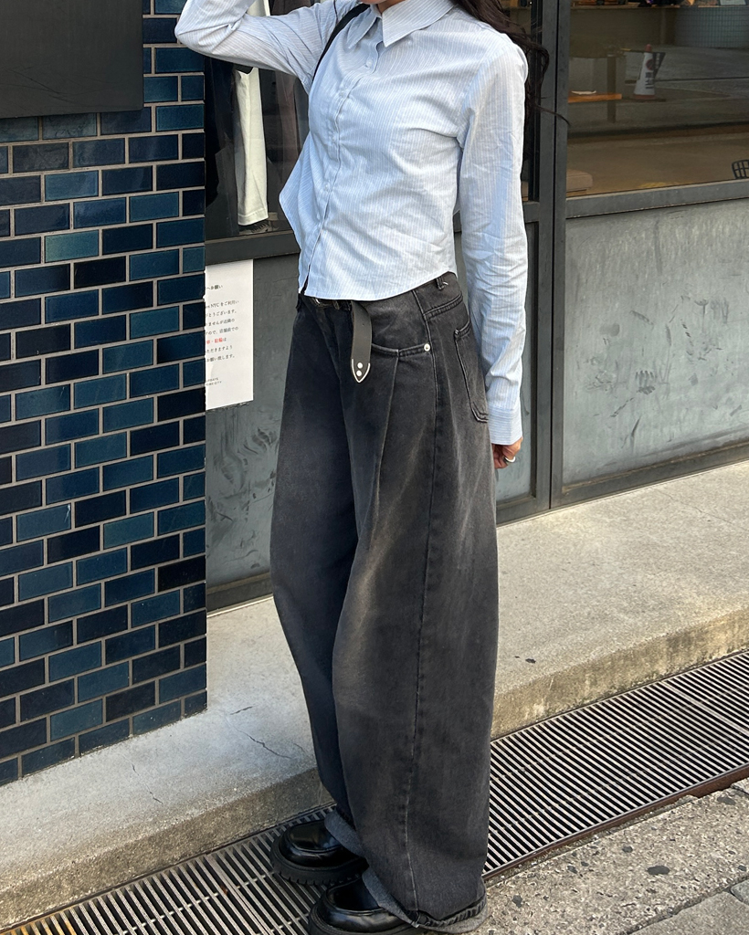 ビンテージウォッシュワイドデニムパンツ | ファッション通販