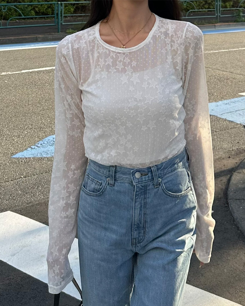 スターシースルースリムフィードTシャツ