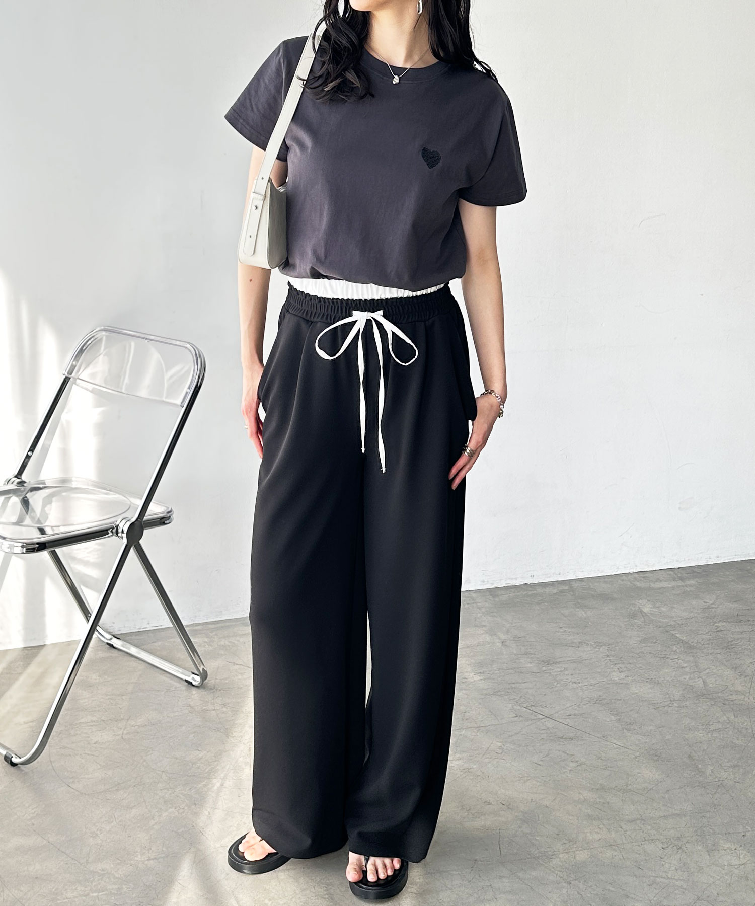 綺麗めパンツ センタープレスワイドパンツ｜ 美脚 きれいめ センタープレス