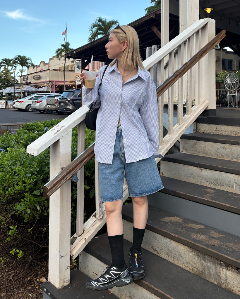 order ハーフデニム　パンツ　ルーズデニム　ジョーツ　Lサイズ CALIFORNIA OUTFITTERS ジーンズ 7A6 ワイドデニムハーフパンツ