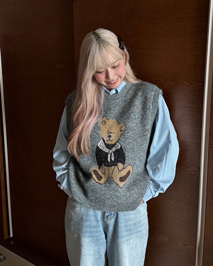 DimMoire skullニットベスト BLACKx GRAY 最終値下 新品未使用 dimmoire skullニットベスト スカル 骸骨