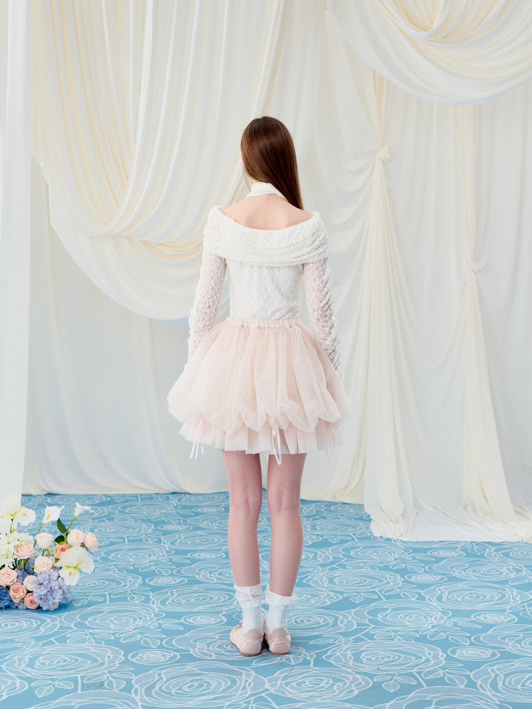 Rose motif ribbon tulle skirt(mini) | ファッション通販サイト