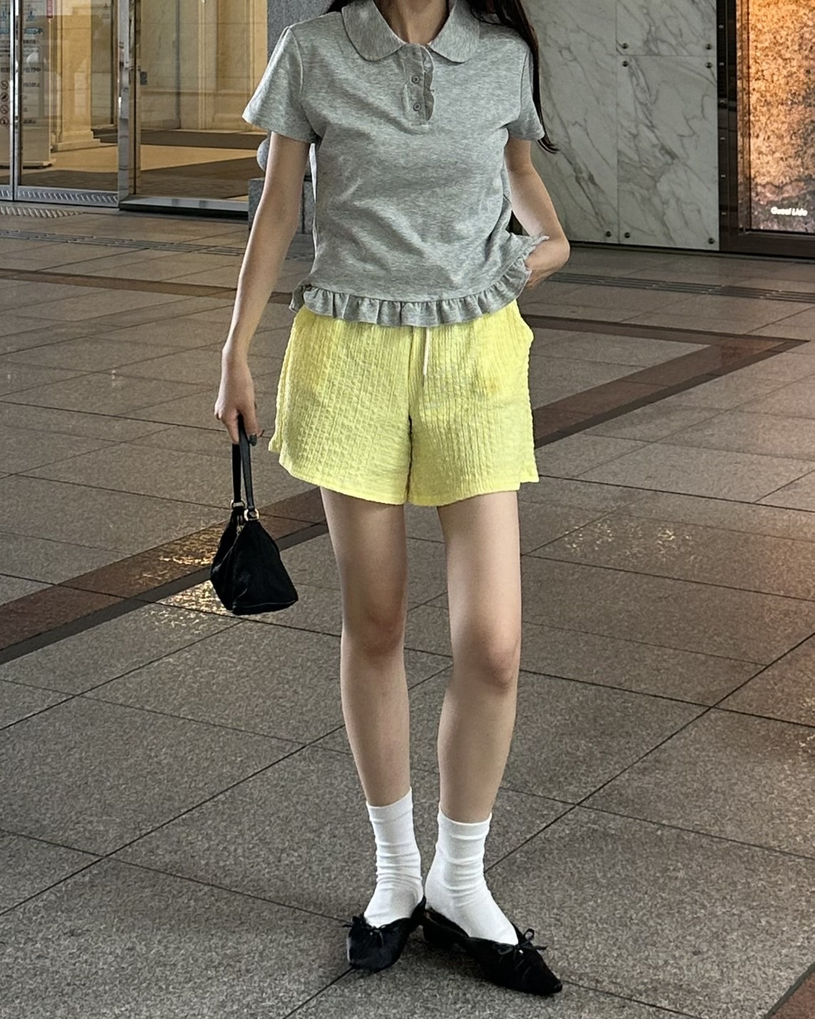 ライトCanvasギャザーショートパンツ