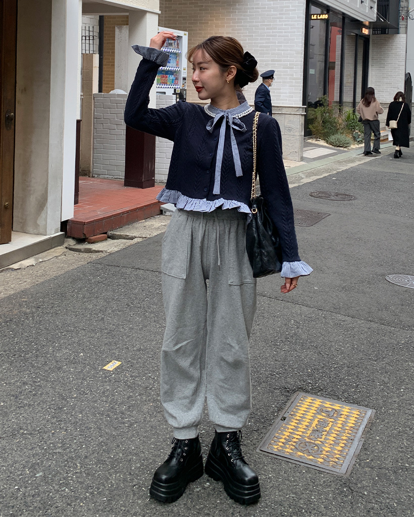 ネプテューヌ パールネックチェックレイヤードニット | ファッション通販