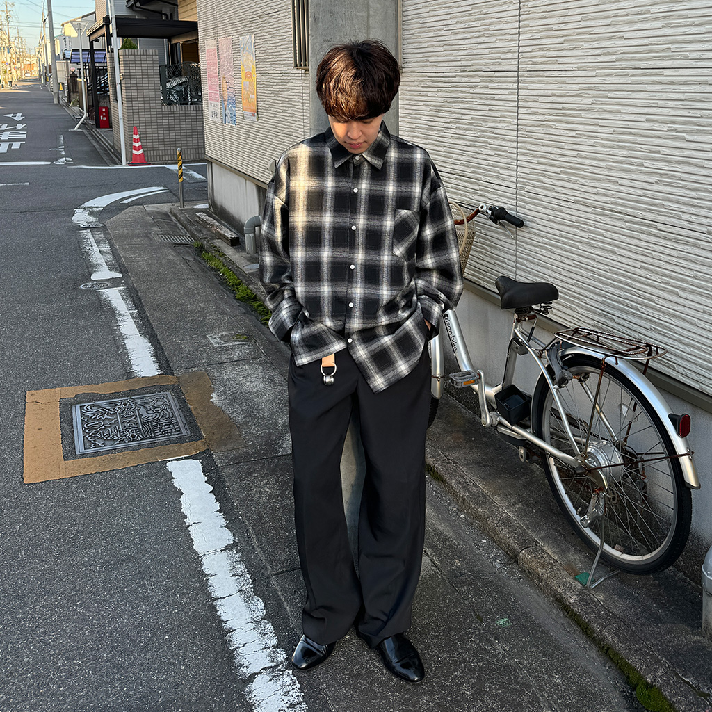 ご確認用 ユニセックス) オンブレチェックオーバーサイズシャツ