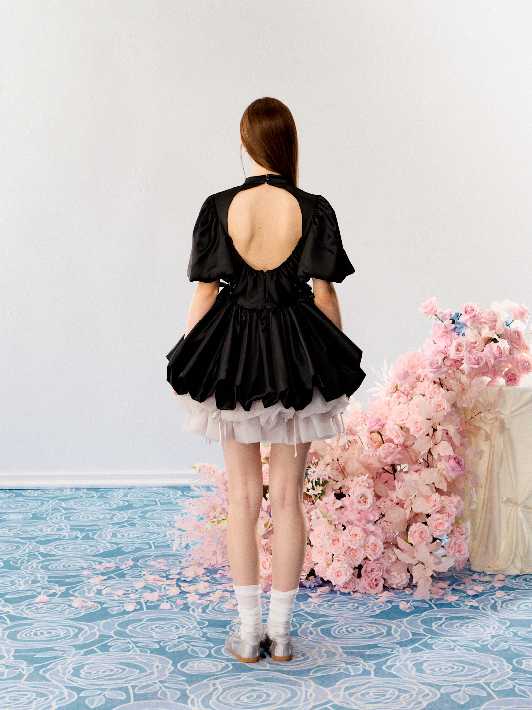 ワンピース satin balloon peplum mini one-piece satin balloon peplum mini one-piece | ファッション通販サイト