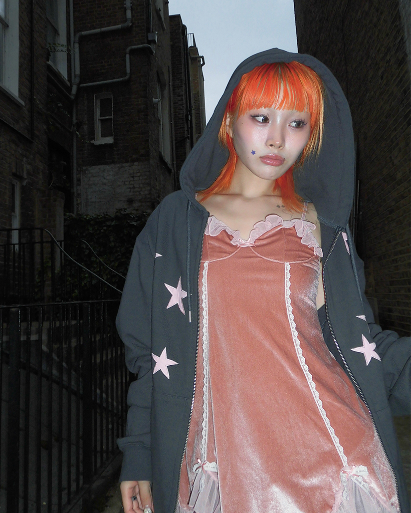 ベルベットレーススカラップヘムランジェリーキャミワンピース